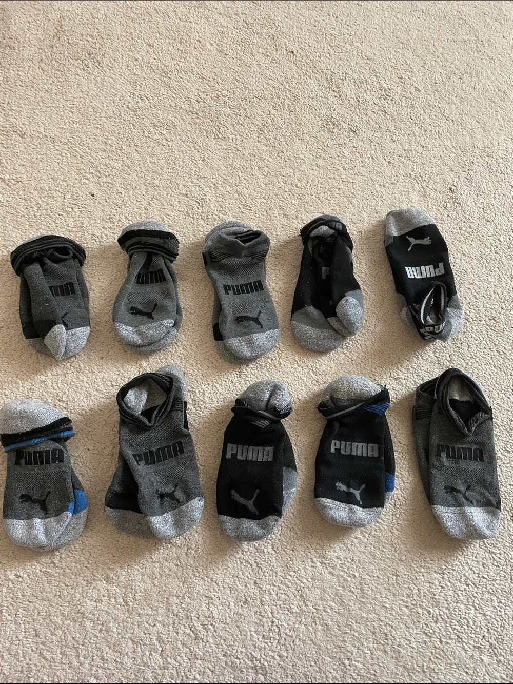 Puma Men’s Low-Cut Athletic Socks - Gray & Black (10 Pack)